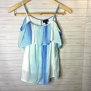 Polo Ralph Lauren US 8 M Medium Blouse Top Blue Cold Shoulders Boho